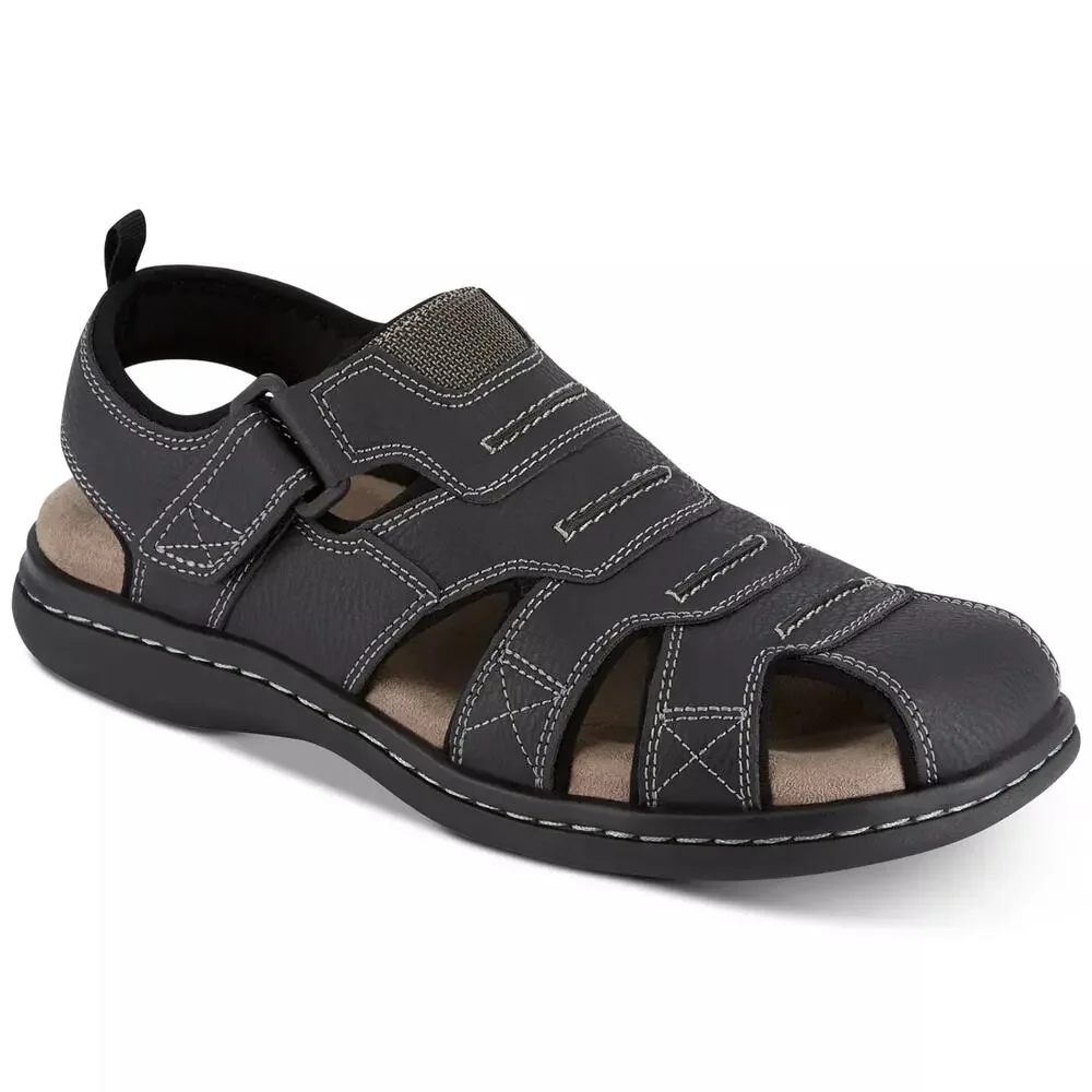 Dockers Men Searose Closed-Toe Fisherman Sandals Size US 9M Black Faux Leather